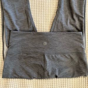 Athleta grey full length light grey leggings with white mesh panels size small